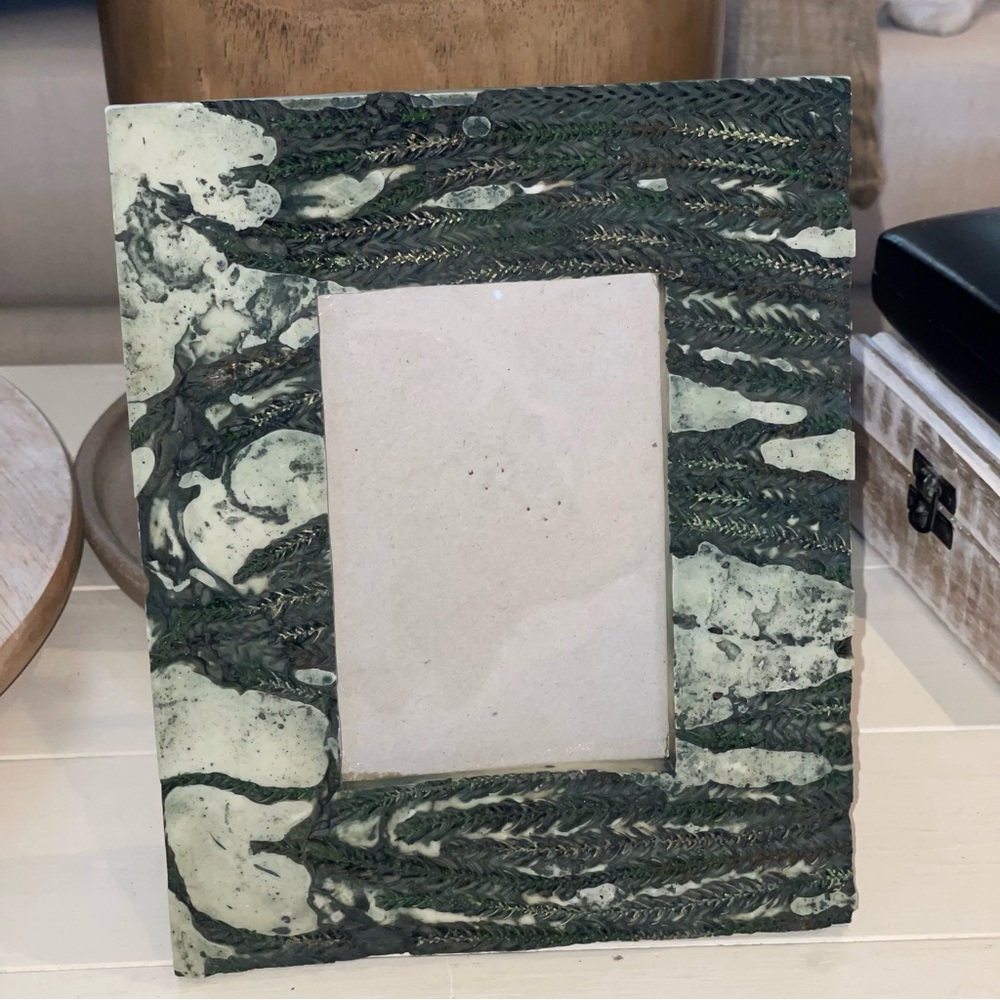 Fossils poly resin green fern picture frame